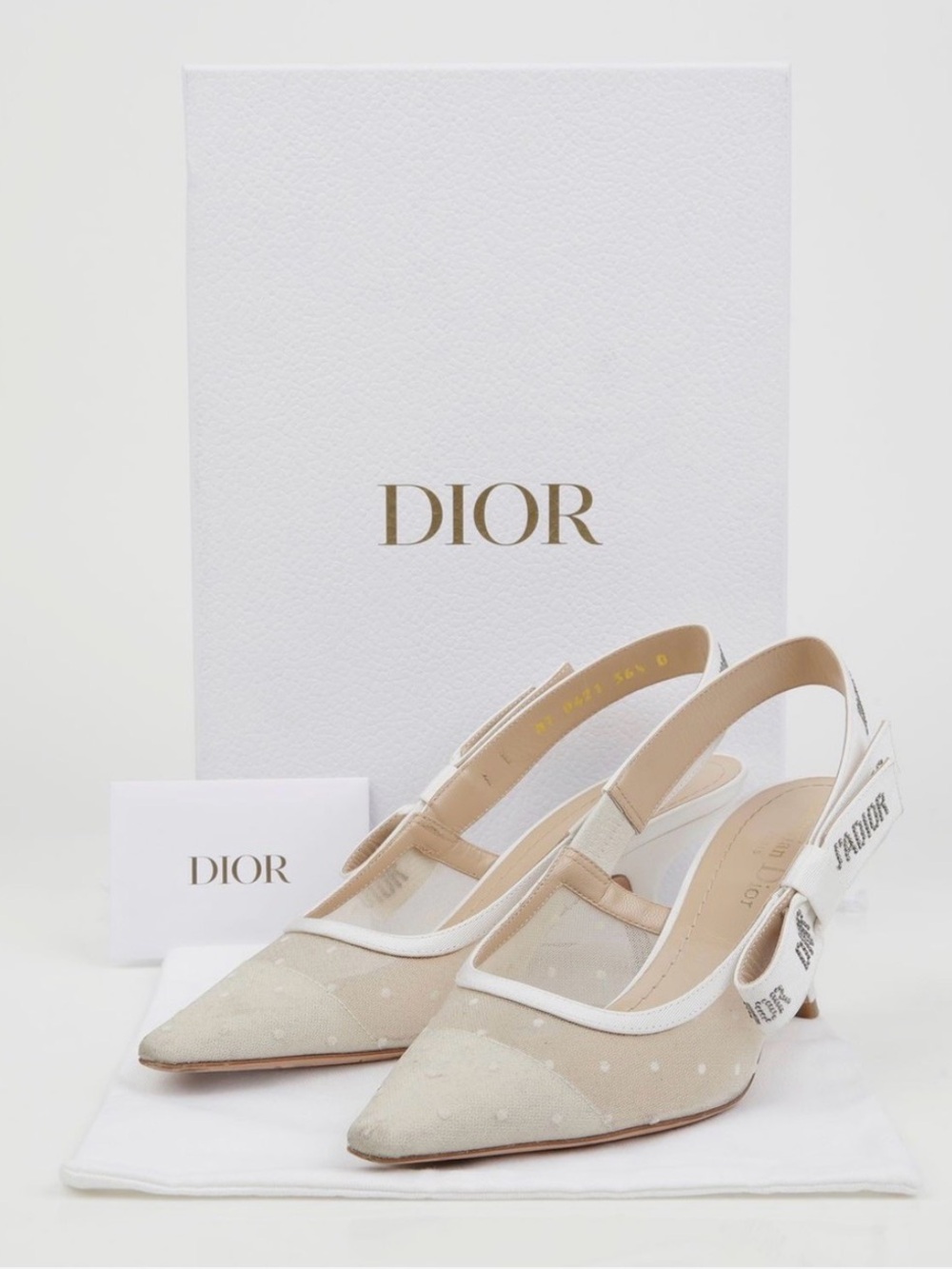 Dior Beige and White Slingback Pointed-Toe Pumps